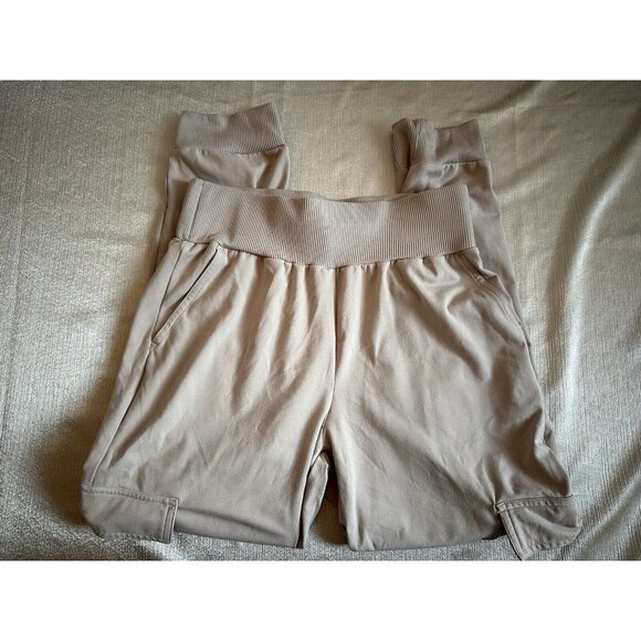 Sincerely Jules Medium Soft Silky Cargo Jogger Pants Legging Cream Tan Pockets - Picture 8 of 8